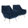 Ensemble de 2 fauteuils italiens bleu foncé