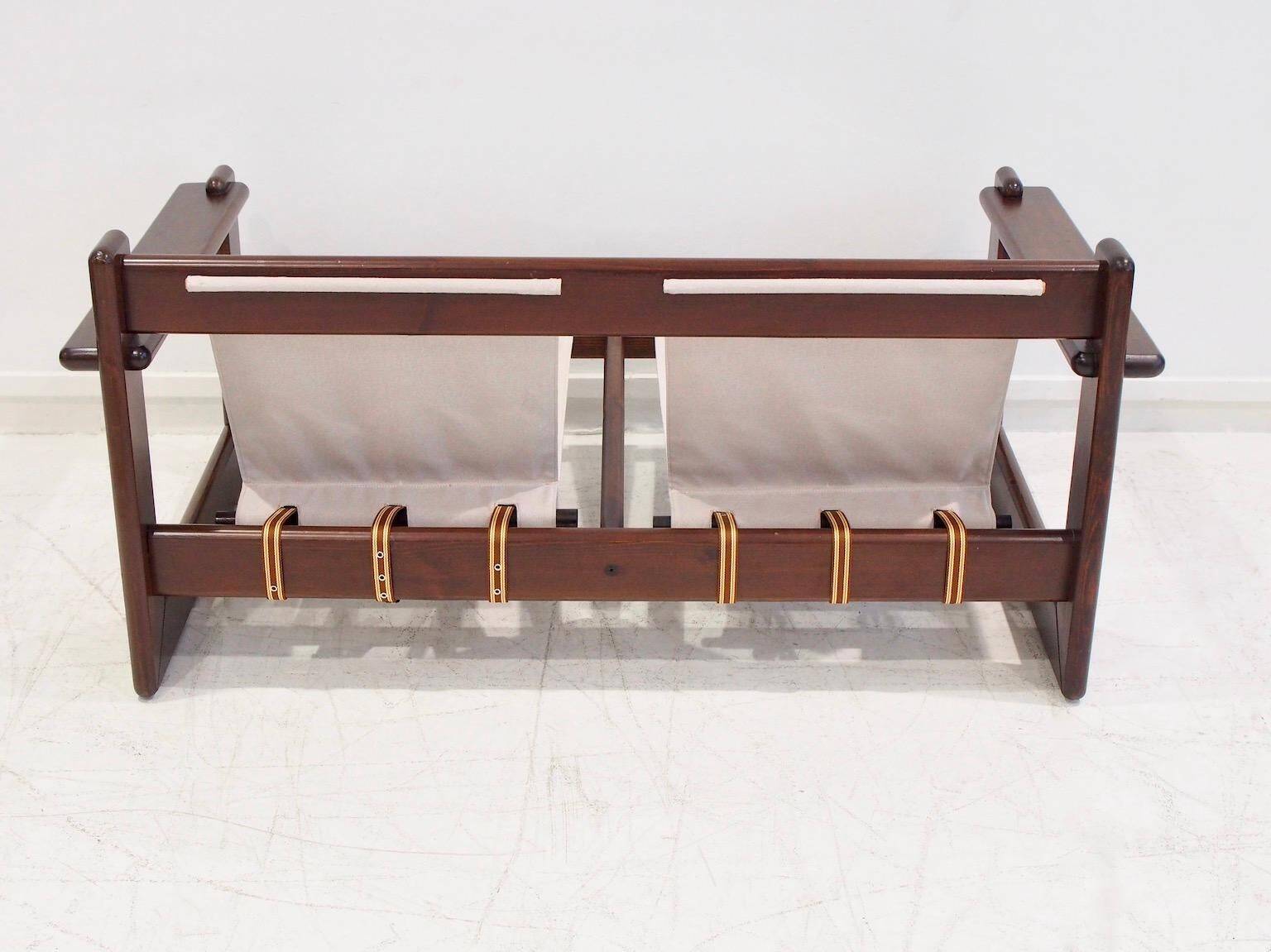 Brazilian walnut sofa and mid-century fabric
