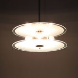 Chandelier en chrome et verre Bauhaus des années 1930, Tchécoslovaquie