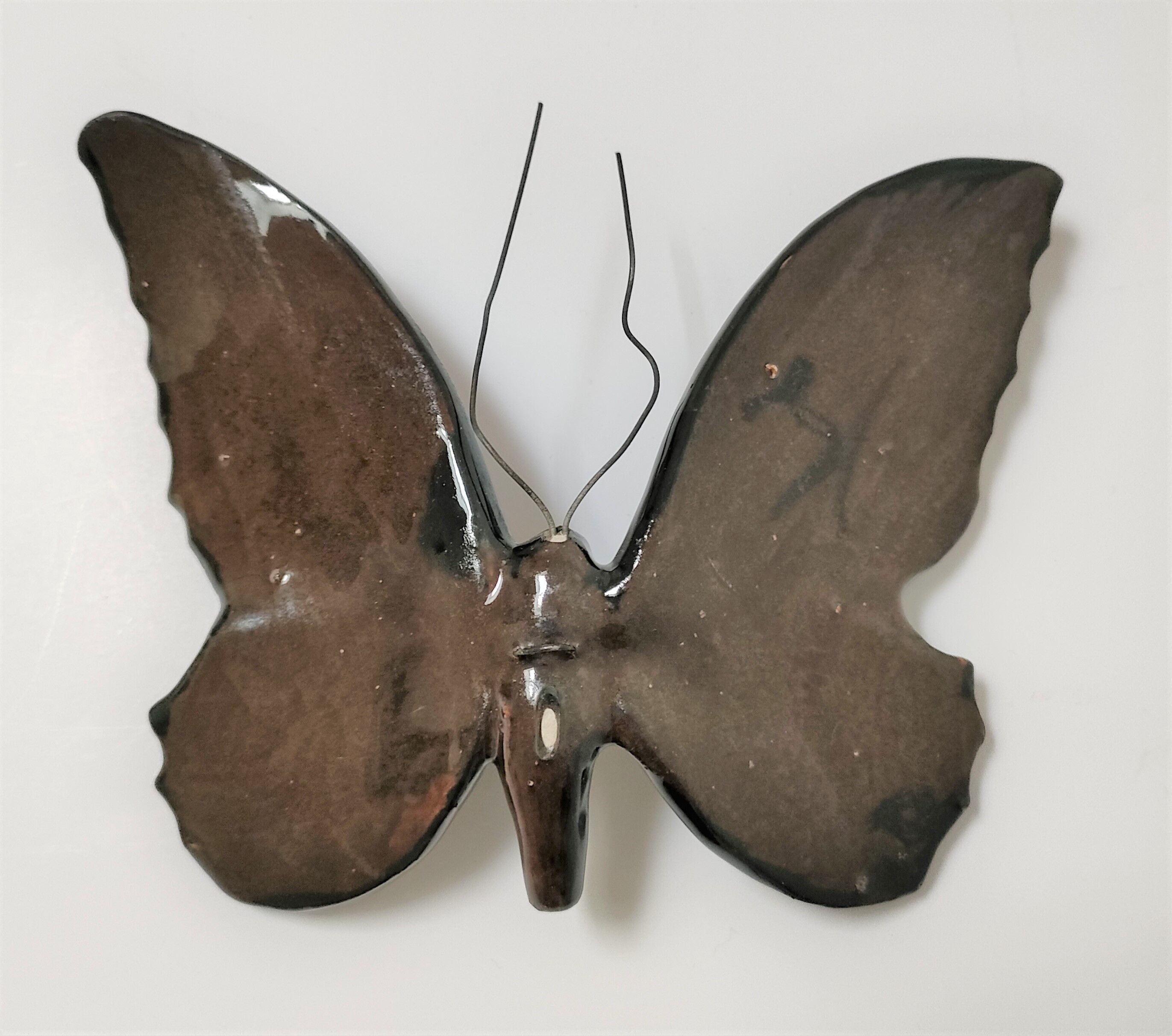 Papillon céramique émaillage polychrome Vallauris signé