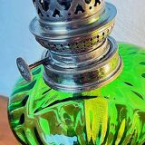 OIL LAMP - HUGO SCHNEIDER - GILT BRONZE LEG – NAPOLEON 3- GREEN GLASS – LATE 19th century – RA PIECE