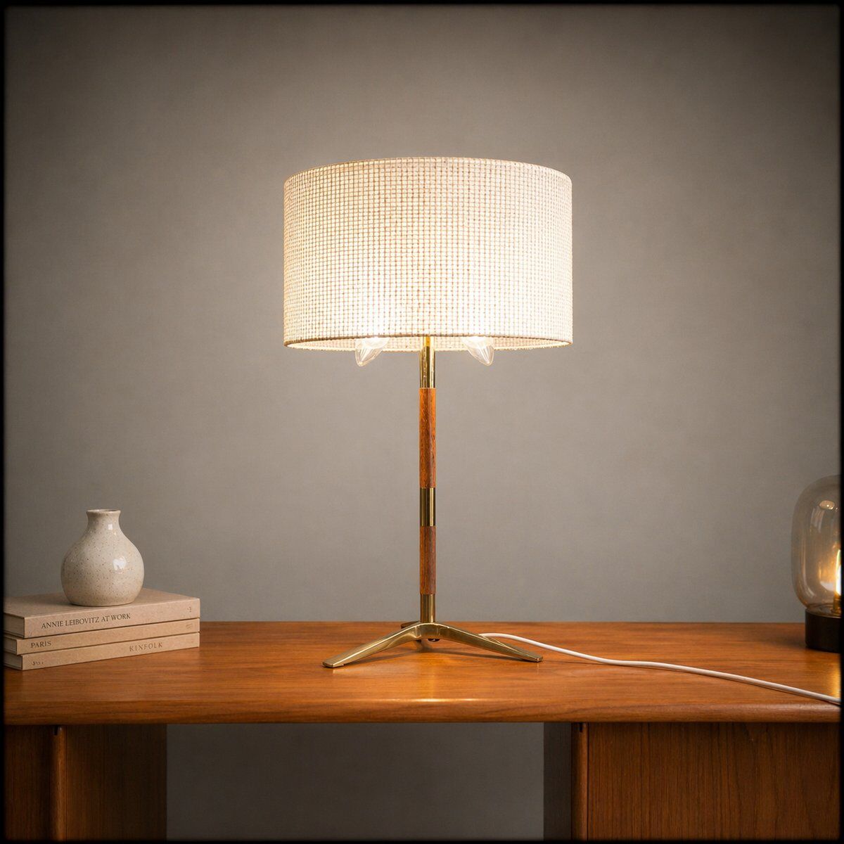 Mid-century modern Austrian brass table lamp by J.T. Kalmar, 1960s