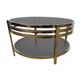 Coffee table in chromed metal and smoked glass, 1970