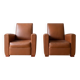 Pair of vintage brown leather club chairs