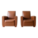 Pair of vintage brown leather club chairs
