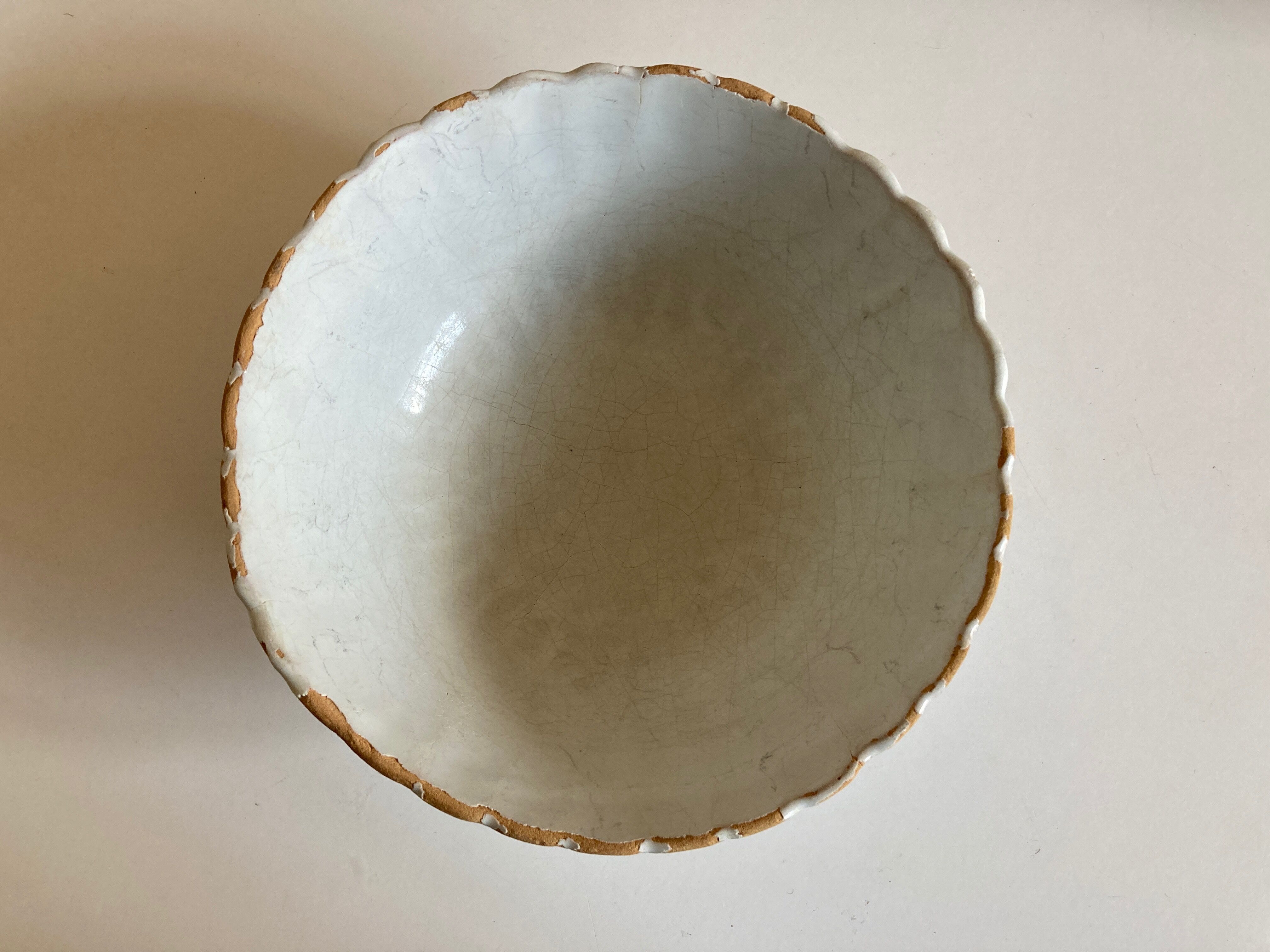 Enamelled earth godrons cup Vieux Moustiers 19th