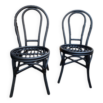 Duo of bamboo chairs