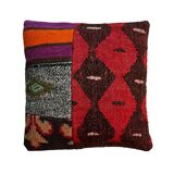 Vintage turkish kilim patchwork cushion cover , 40 x 40 cm
