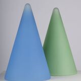 2 lampes SCE Teepee grand modèle Habitat en verre dépoli bleu et vert