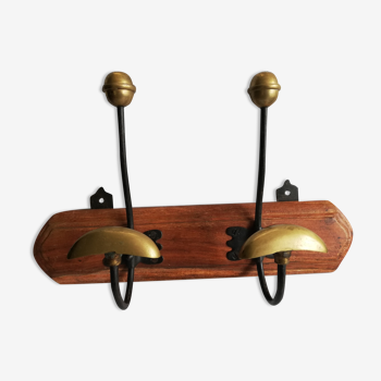 Wooden and brass hook