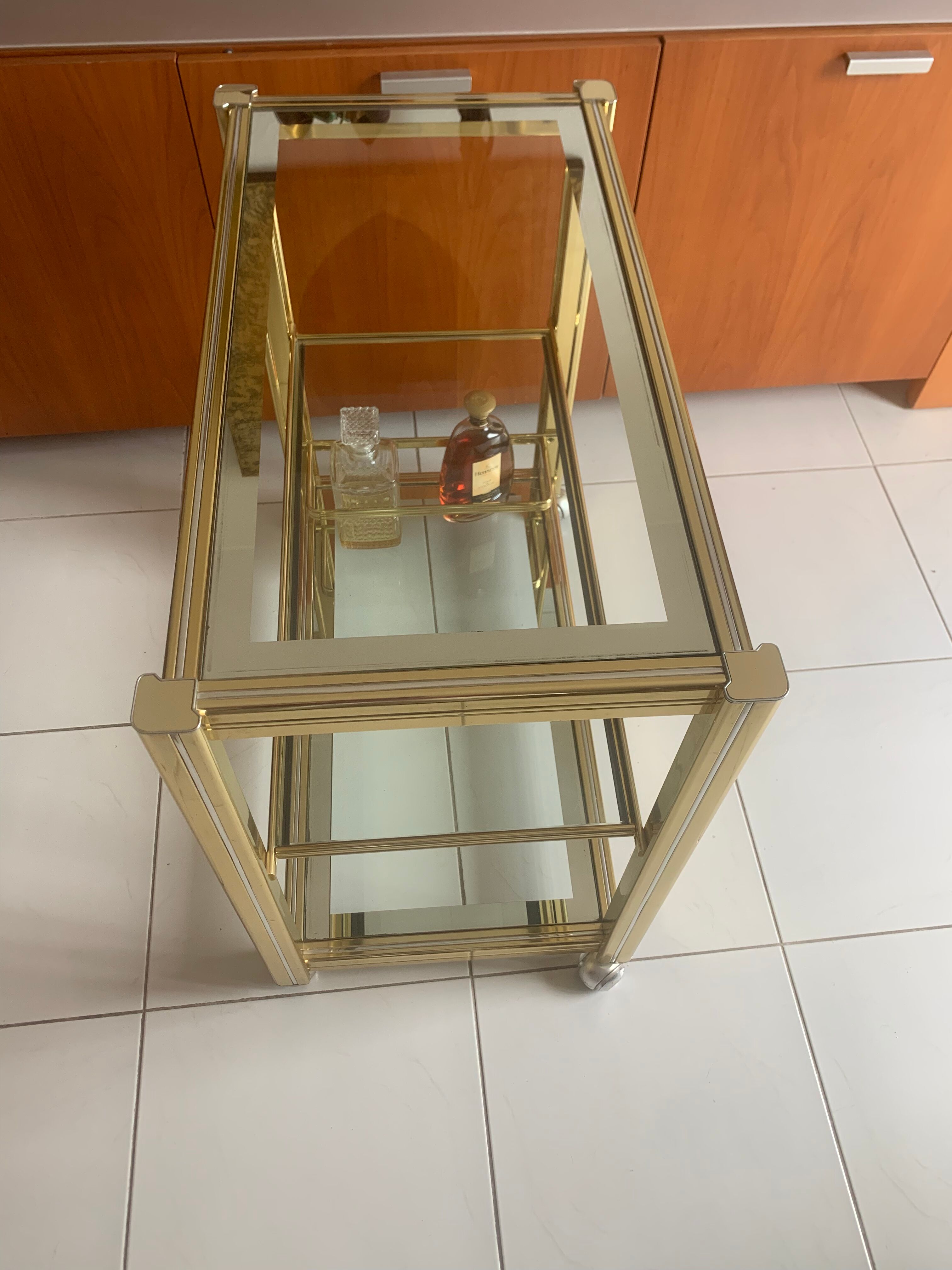 Trolley Hollywood Regency in glass and brass