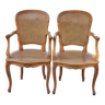 Pair of Louis XV style caned armchairs