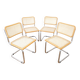 4 cesca b32 breuer chairs made in italy - cane seats reworked
