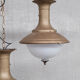 Pair of brass and opaline large pendant lights