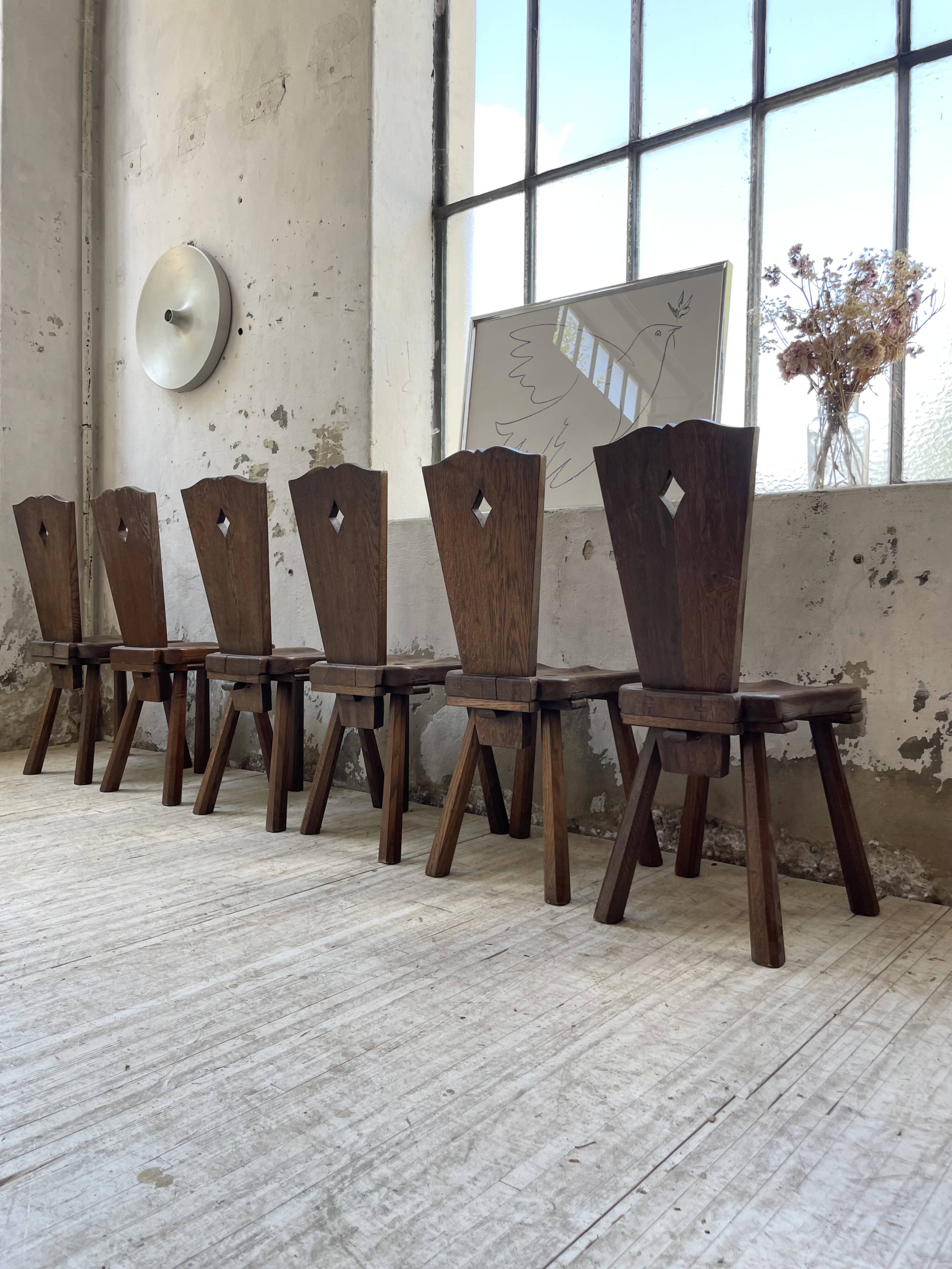 Chaises chêne massif chapo savoyarde art populaire