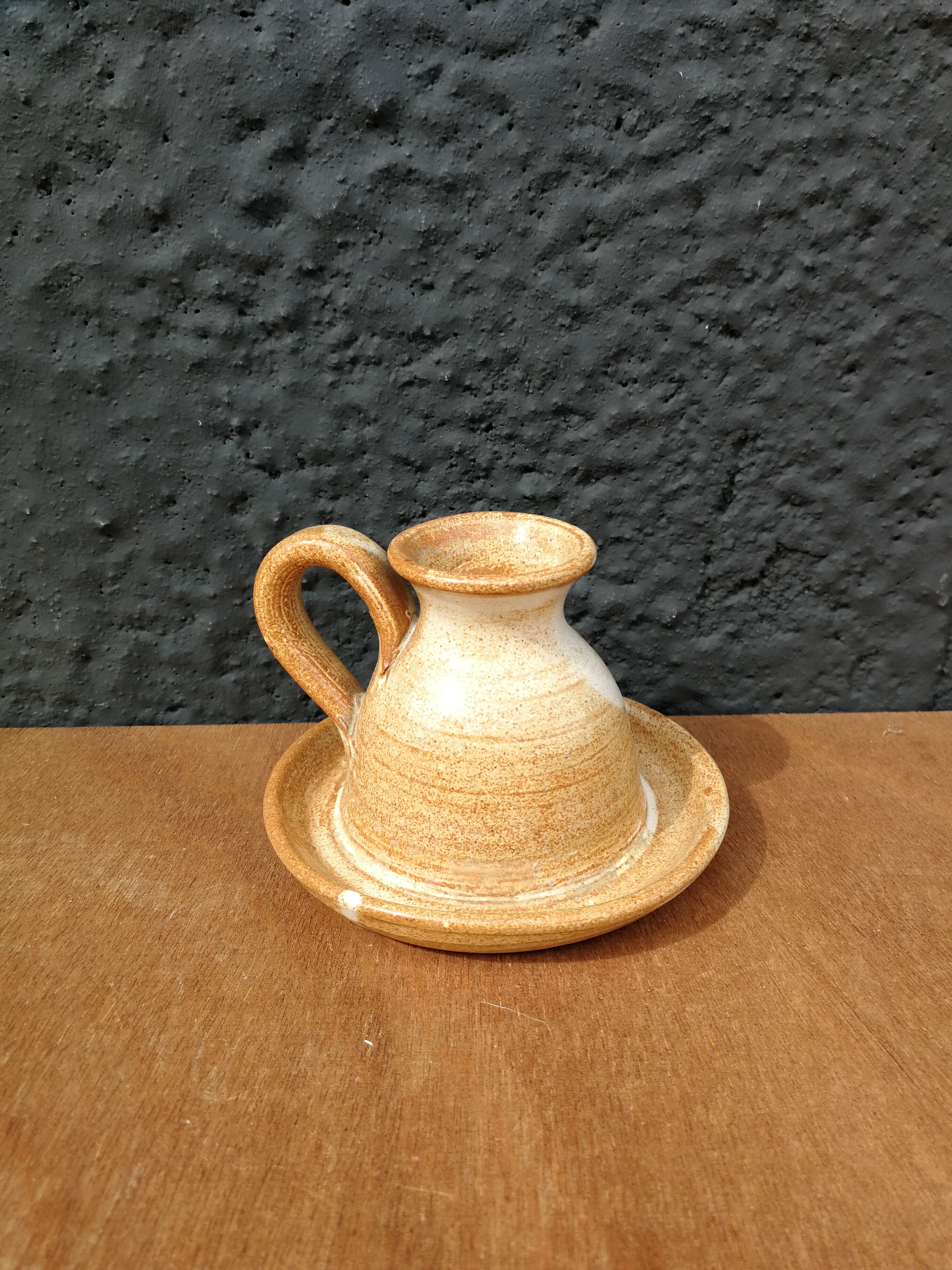 Glazed stoneware candle holder