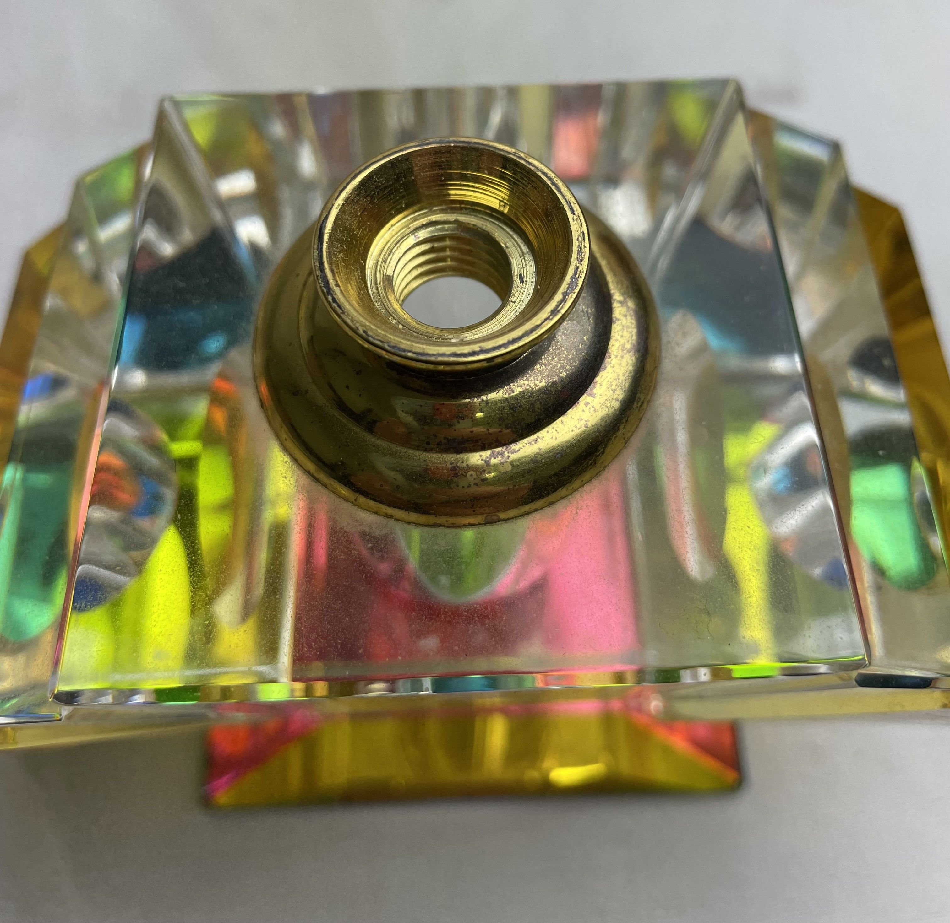 Empty art deco perfume bottle in amber crystal