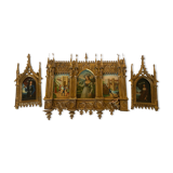 Triptyque néogothique en bois doré