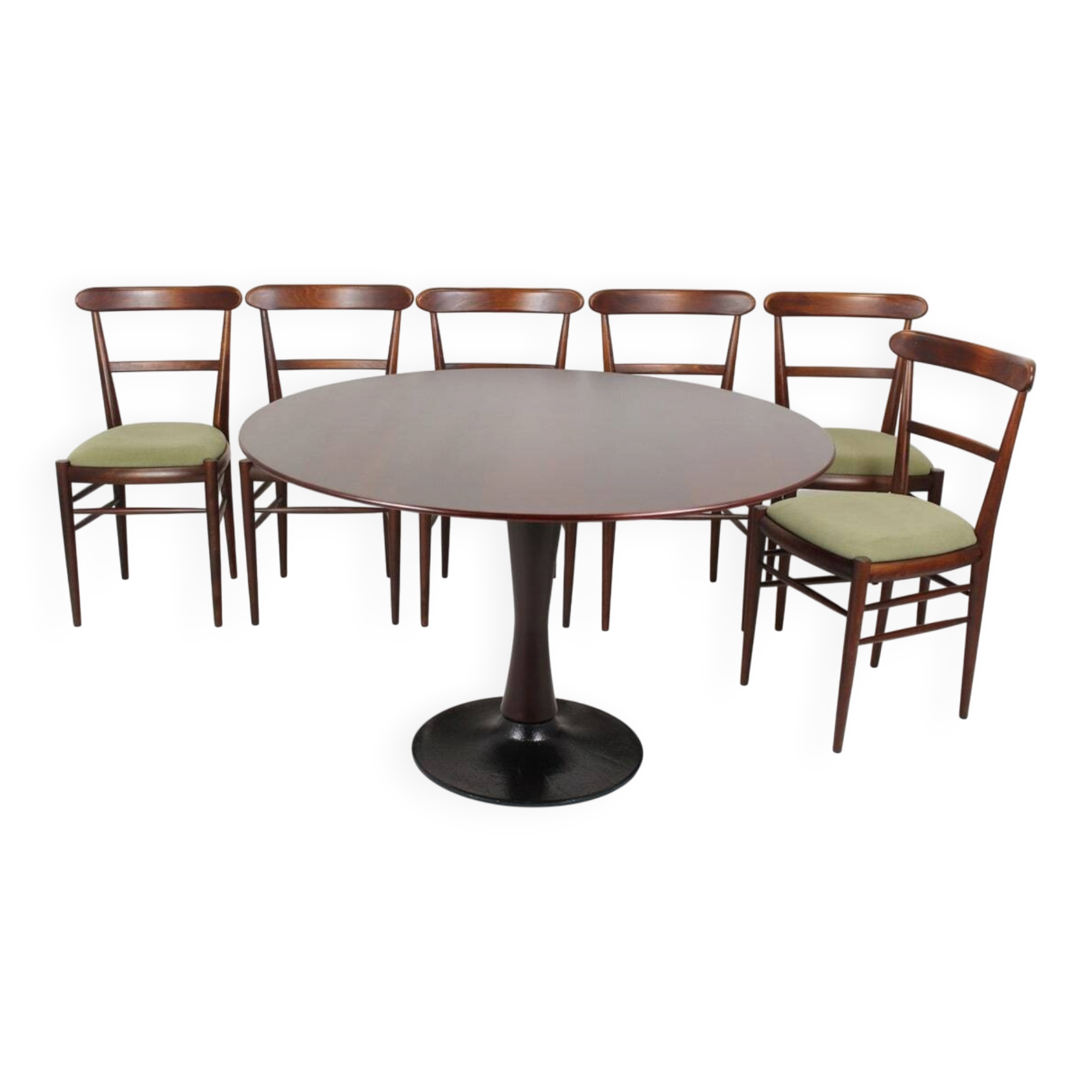 Restored Mid-Century Modern Dining Set, Czechoslovakia, 1960s, Set of 7