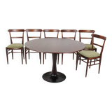 Restored Mid-Century Modern Dining Set, Czechoslovakia, 1960s, Set of 7