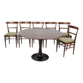 Restored Mid-Century Modern Dining Set, Czechoslovakia, 1960s, Set of 7