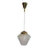 Vintage glass and brass lantern chandelier/1950