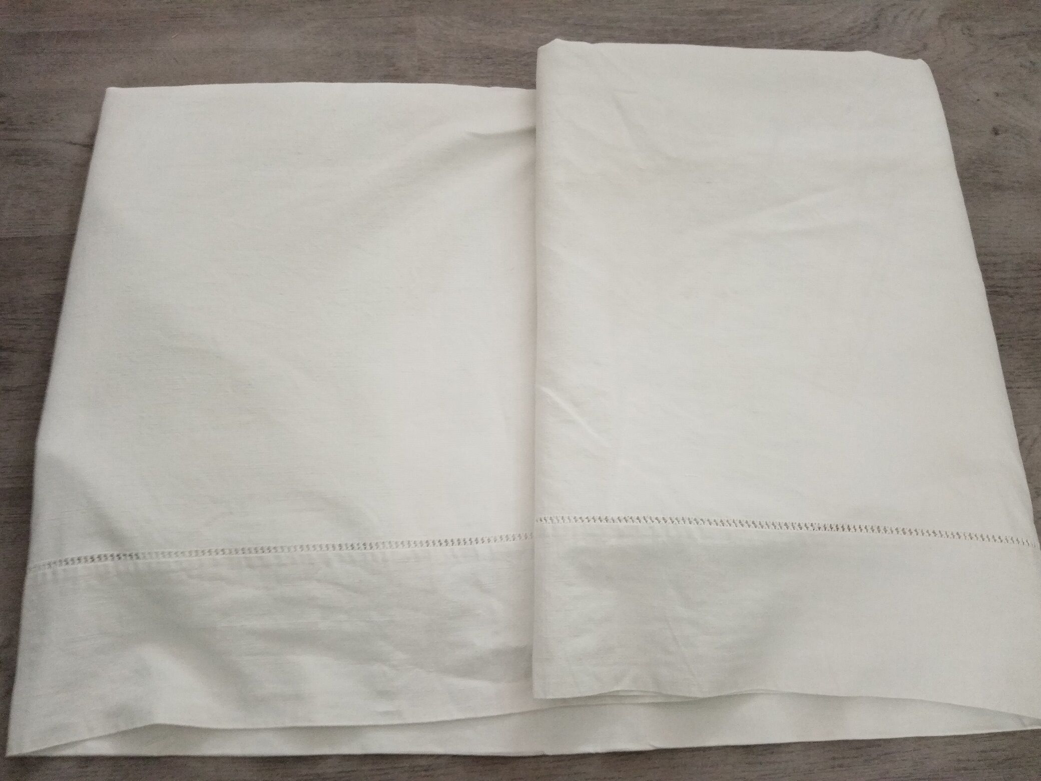 Old embroidered monogram EC métis sheet 300 x 200 cm Art Deco