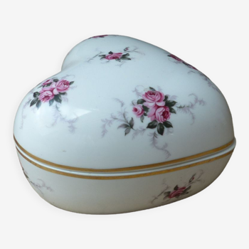 Heart-shaped porcelain jewelry box, Hammersley Bone China with gilding, England