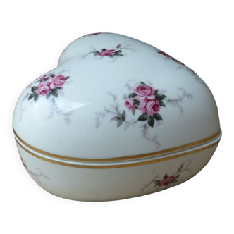 Heart-shaped porcelain jewelry box, Hammersley Bone China with gilding, England