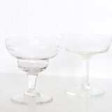 Set of 6 mismatched champagne glasses, chiseled glass