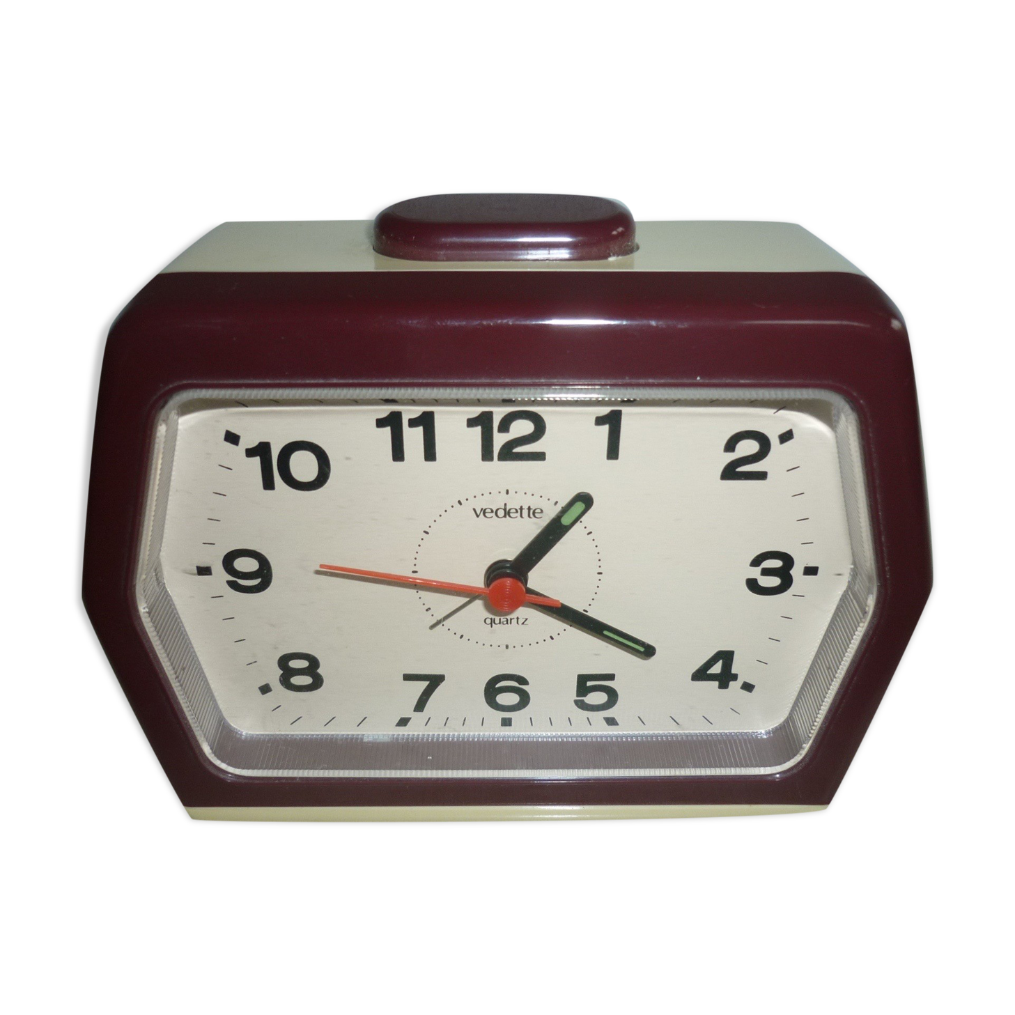 Vintage beige and garnet alarm clock Vedette