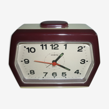 Vintage beige and garnet alarm clock Vedette