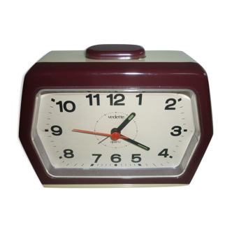 Vintage beige and garnet alarm clock Vedette