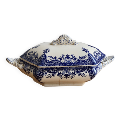Soupière ancienne terre de fer Longchamp modèle Rouen XIXe siècle