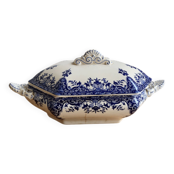 Antique ironstone soup tureen Longchamp model Rouen 19th century