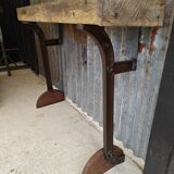 Wooden and cast iron workbench console