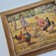 Oil Painting on Canvas "Children at the Farm" Signed Lo Presti - Gilded Frame