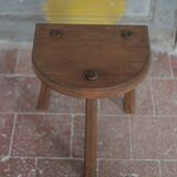 Vintage stool, wooden stool, half-moon tripod stool, occasional chair