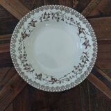 Set of 13 antique Terre de Fer HB & Cie plates – Round bird decoration