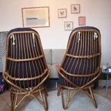 Pair of rattan armchairs