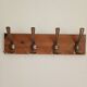Wall-mounted coat rack in wood – 4 metal hooks – 45 cm