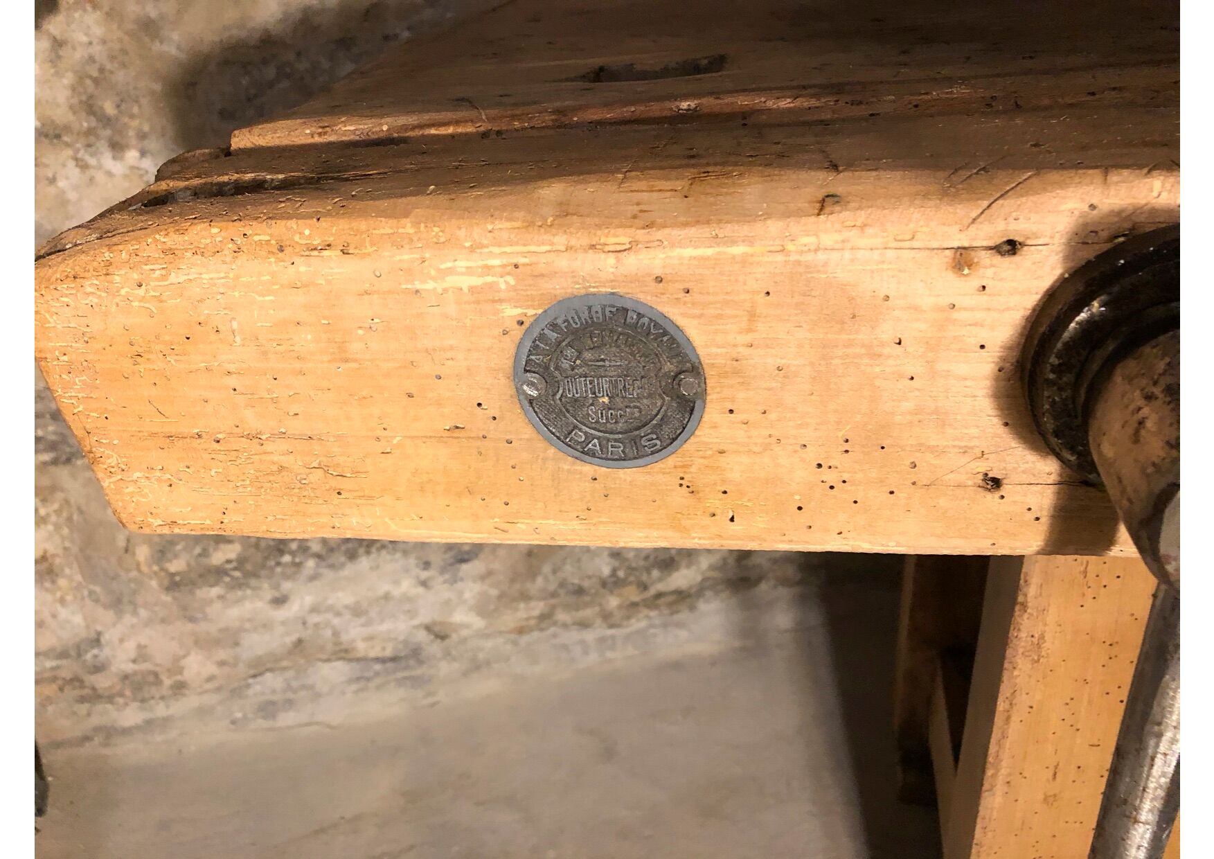 Old carpenter's wooden workbench