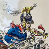 3 old engravings of horses / triptych riders golden frame