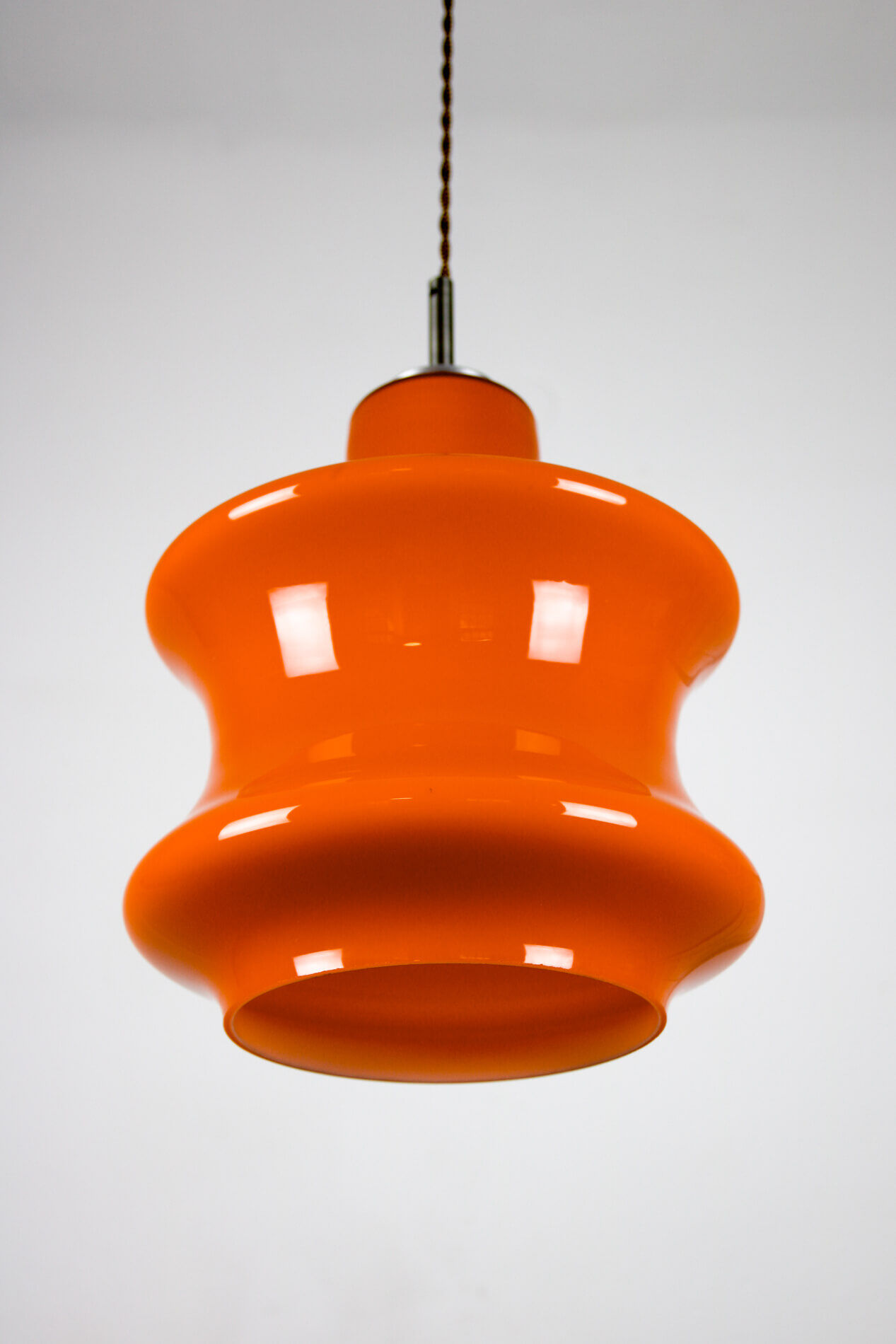 Mid-century orange glass pendant lamp