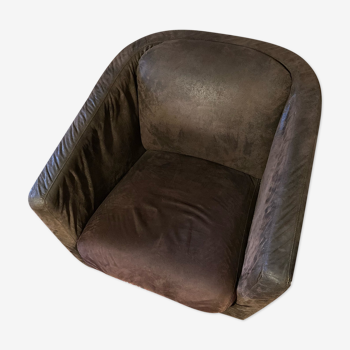 Brown suede armchair