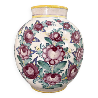 1950s Large Hand Painted Tupesy Ceramic Vase