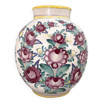 Grand vase en céramique Tupesy peint à la main des années 1950
