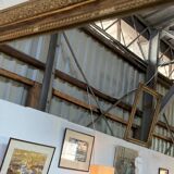 Fireplace mirror - varnished wood and gilded stucco with palmette decoration