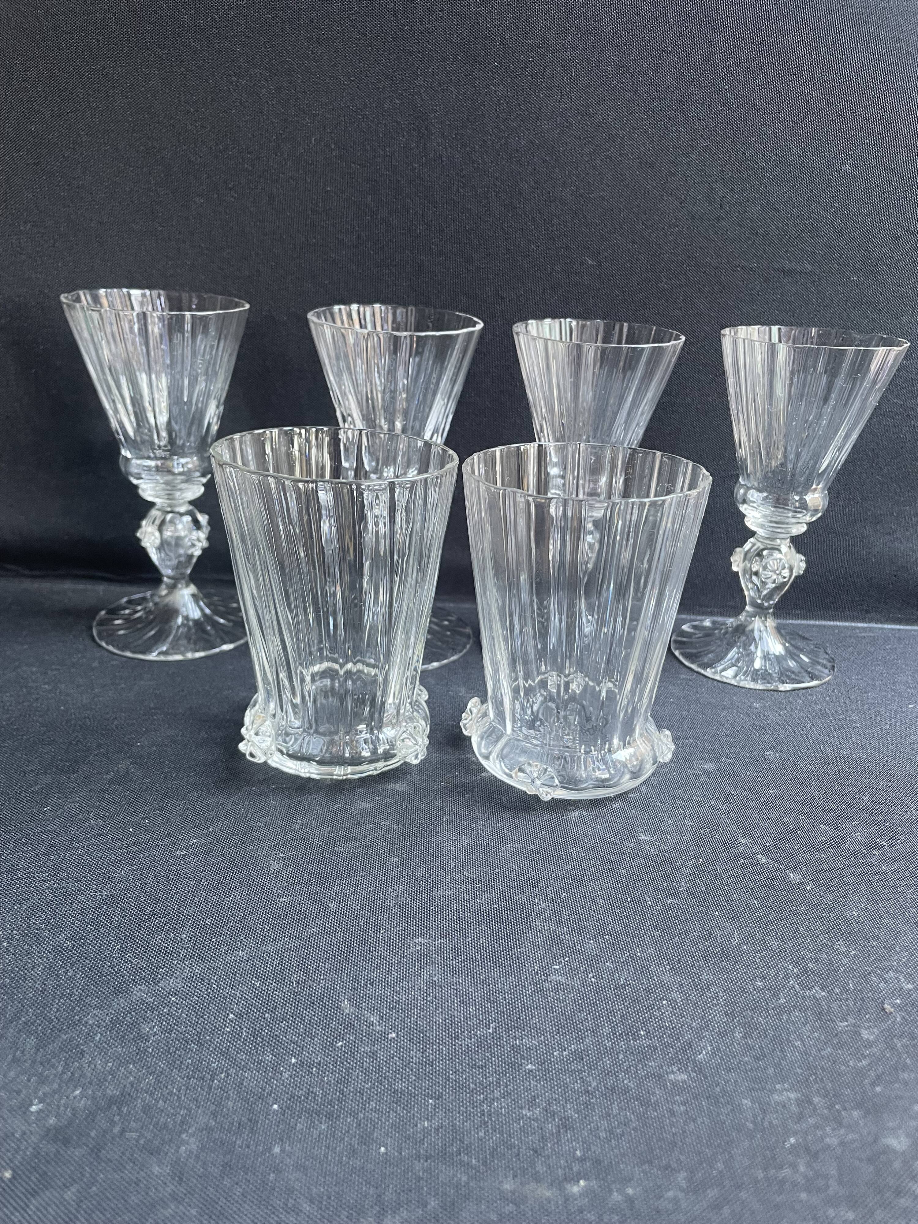 6 Daum Florentine service glasses – late 19th century