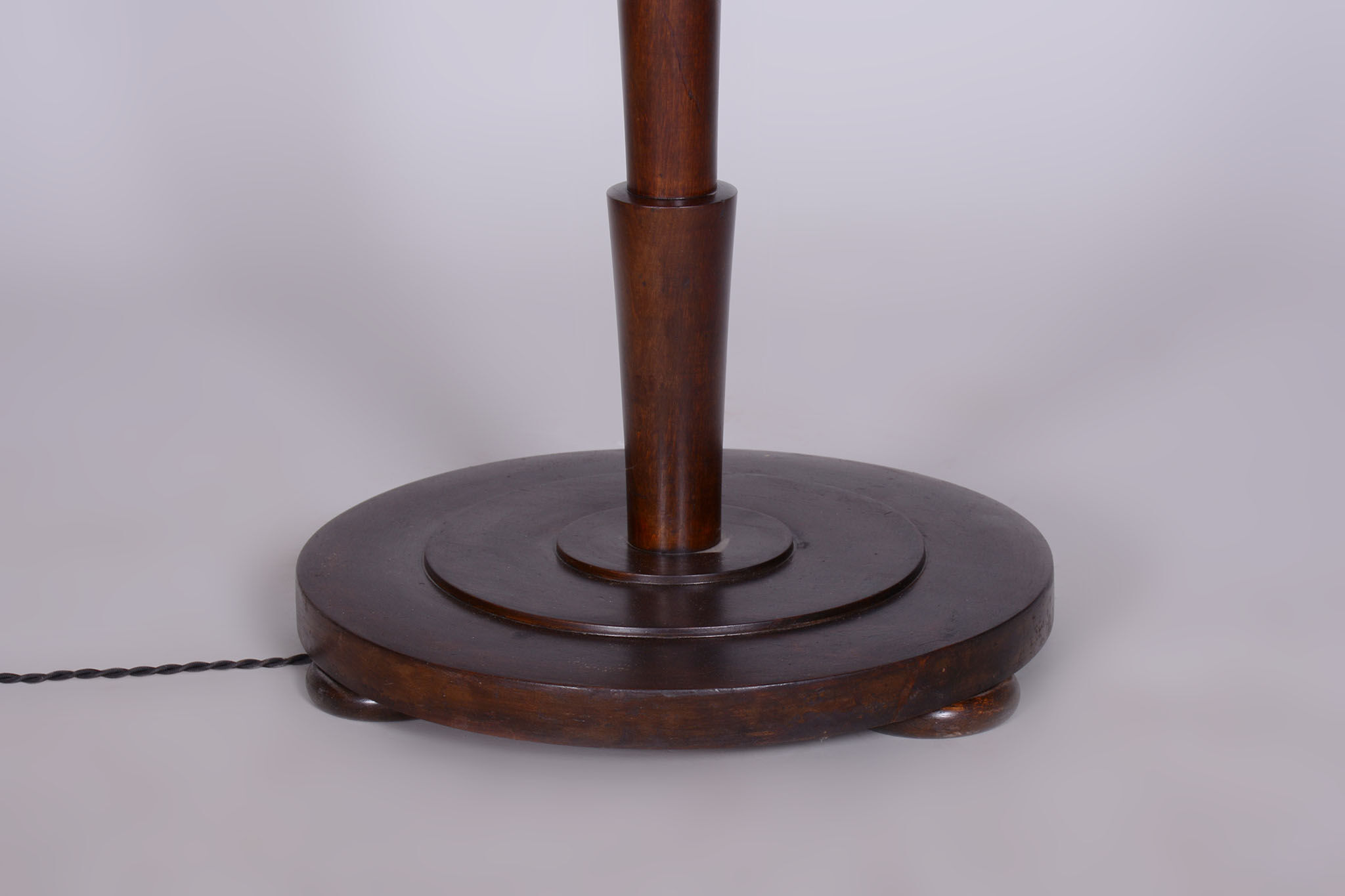 Lampadaire cubisme tchèque restauré, hêtre, acier chromé, Tchéquie, années 1920